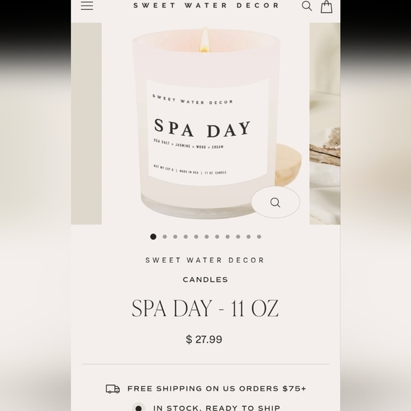 Sweet Water Decor "Spa Day" soy candle. - Picture 3 of 3
